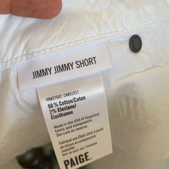 PAIGE NWOT Jimmy Jimmy Shorts Women’s Size 31 White 3" Inseam - Picture 6 of 10